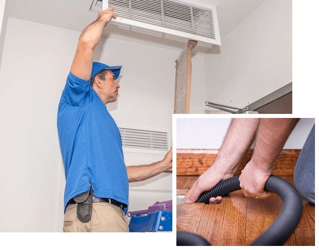 Air duct technician at work